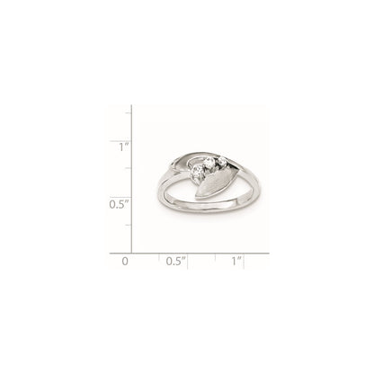 Sterling Silver Polished And Brushed Cz Ring