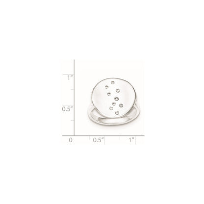 Sterling Silver Polished & Satin Cz Disc Ring