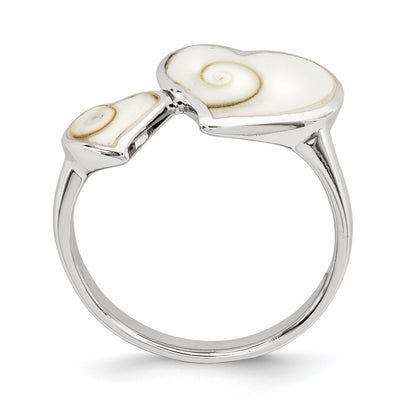 Sterling Silver Polished Hearts Shiva Eye Ring (Size 6 Only)