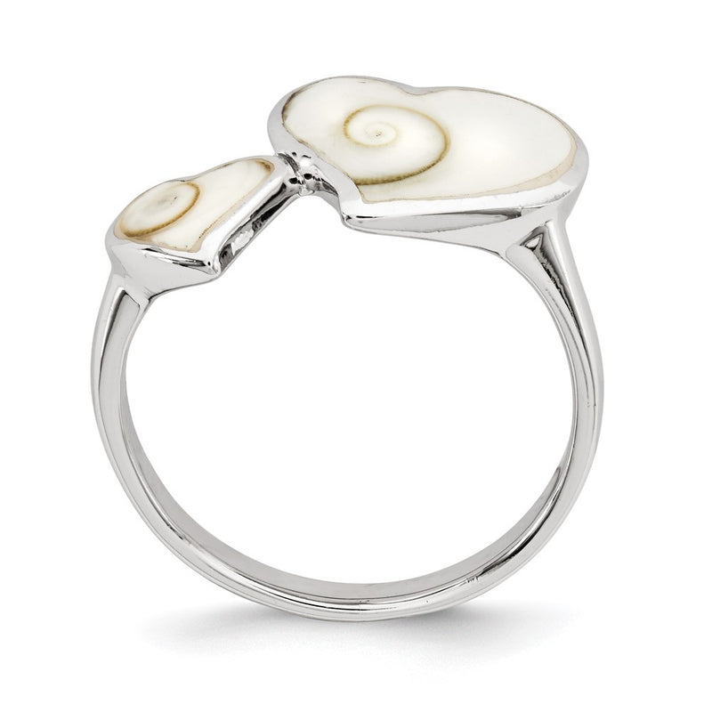 Sterling Silver Polished Hearts Shiva Eye Ring (Size 6 Only)