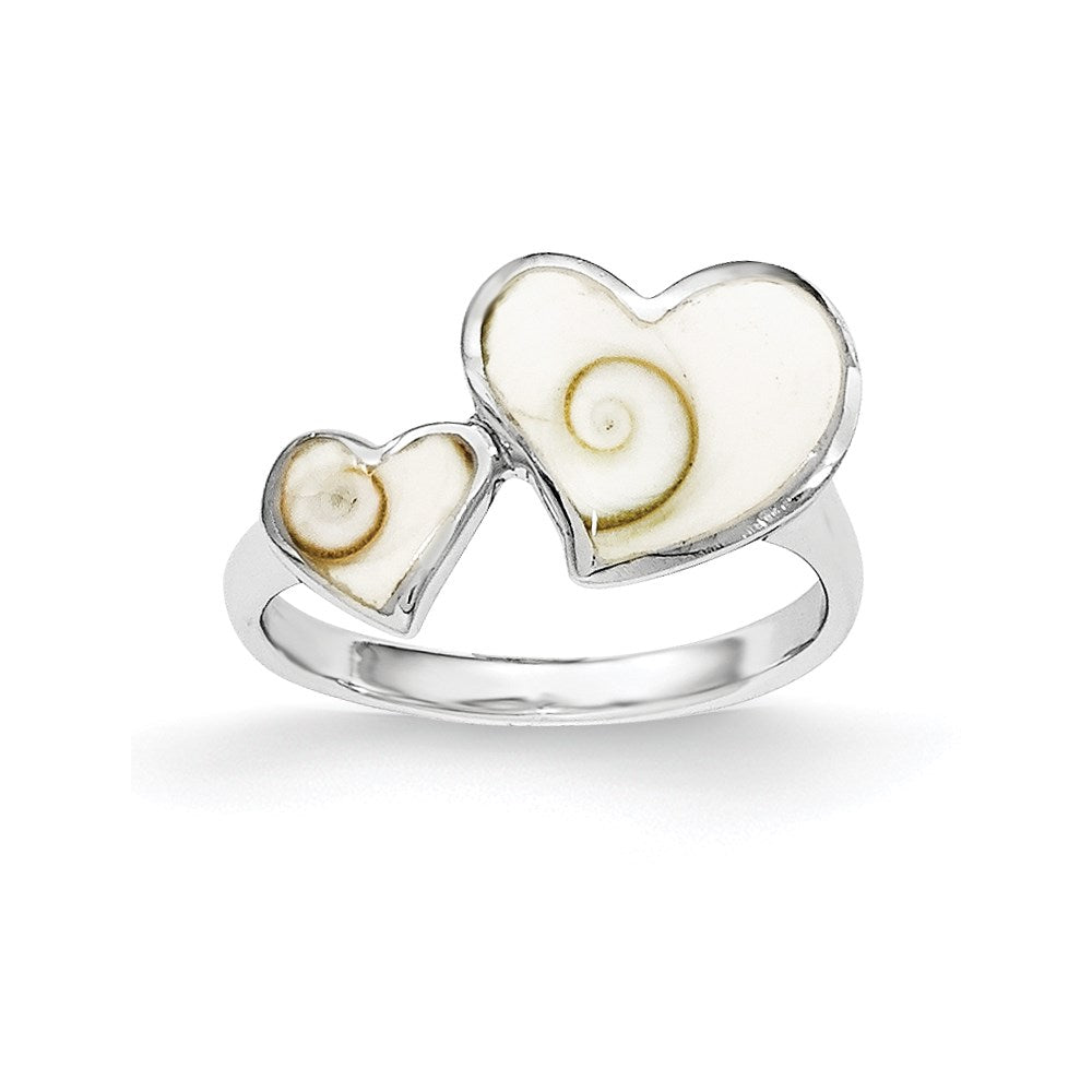 Sterling Silver Polished Hearts Shiva Eye Ring (Size 6 Only)