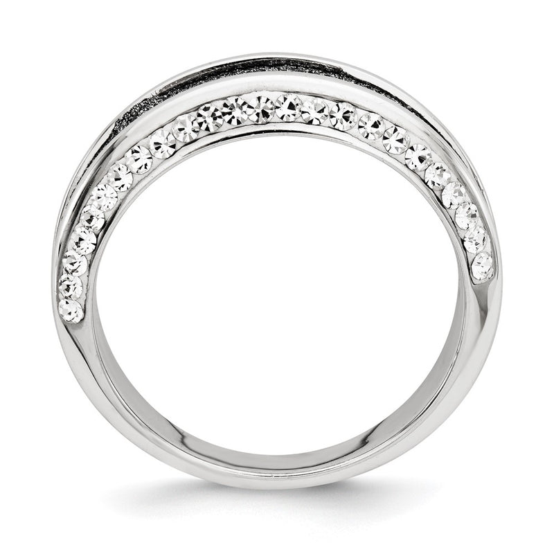 Sterling Silver Crystal Blue Laser Glitter Texture Ring