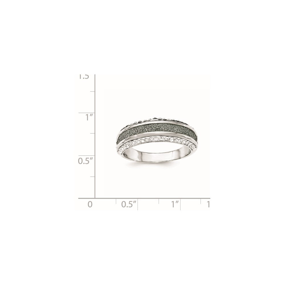 Sterling Silver Crystal Blue Laser Glitter Texture Ring