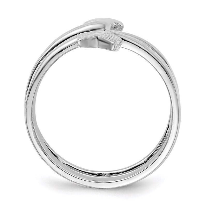 Sterling Silver Rhodium Plated Arrow Wrap Toe Ring