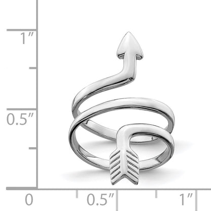 Sterling Silver Rhodium Plated Arrow Wrap Toe Ring