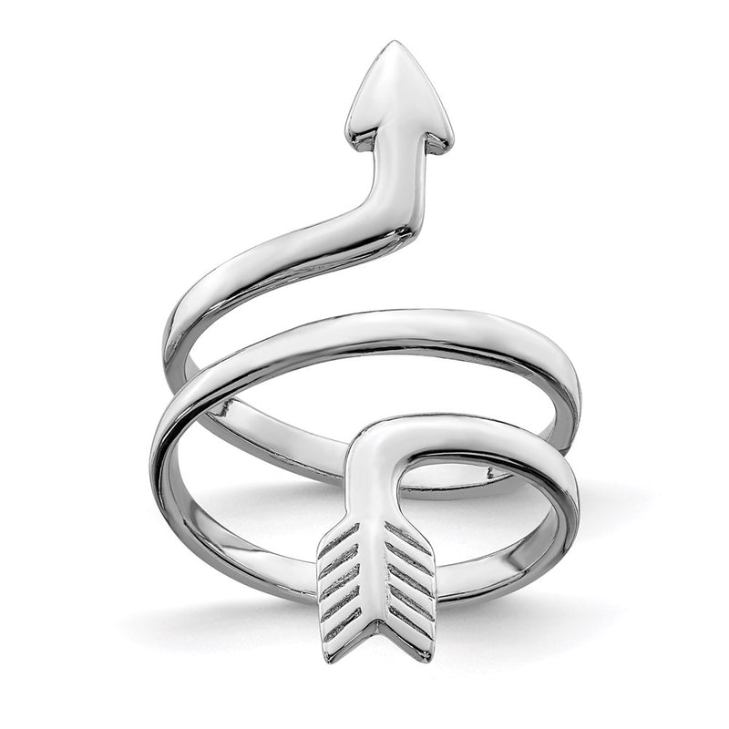 Sterling Silver Rhodium Plated Arrow Wrap Toe Ring