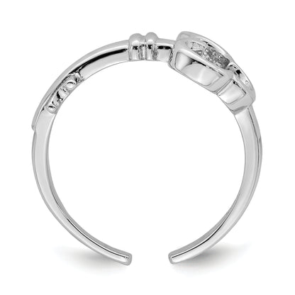 Sterling Silver Rhodium Plated Key Toe Ring