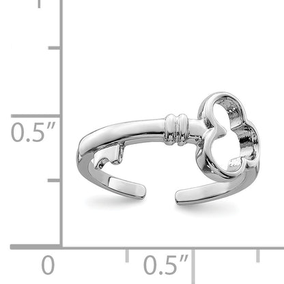 Sterling Silver Rhodium Plated Key Toe Ring