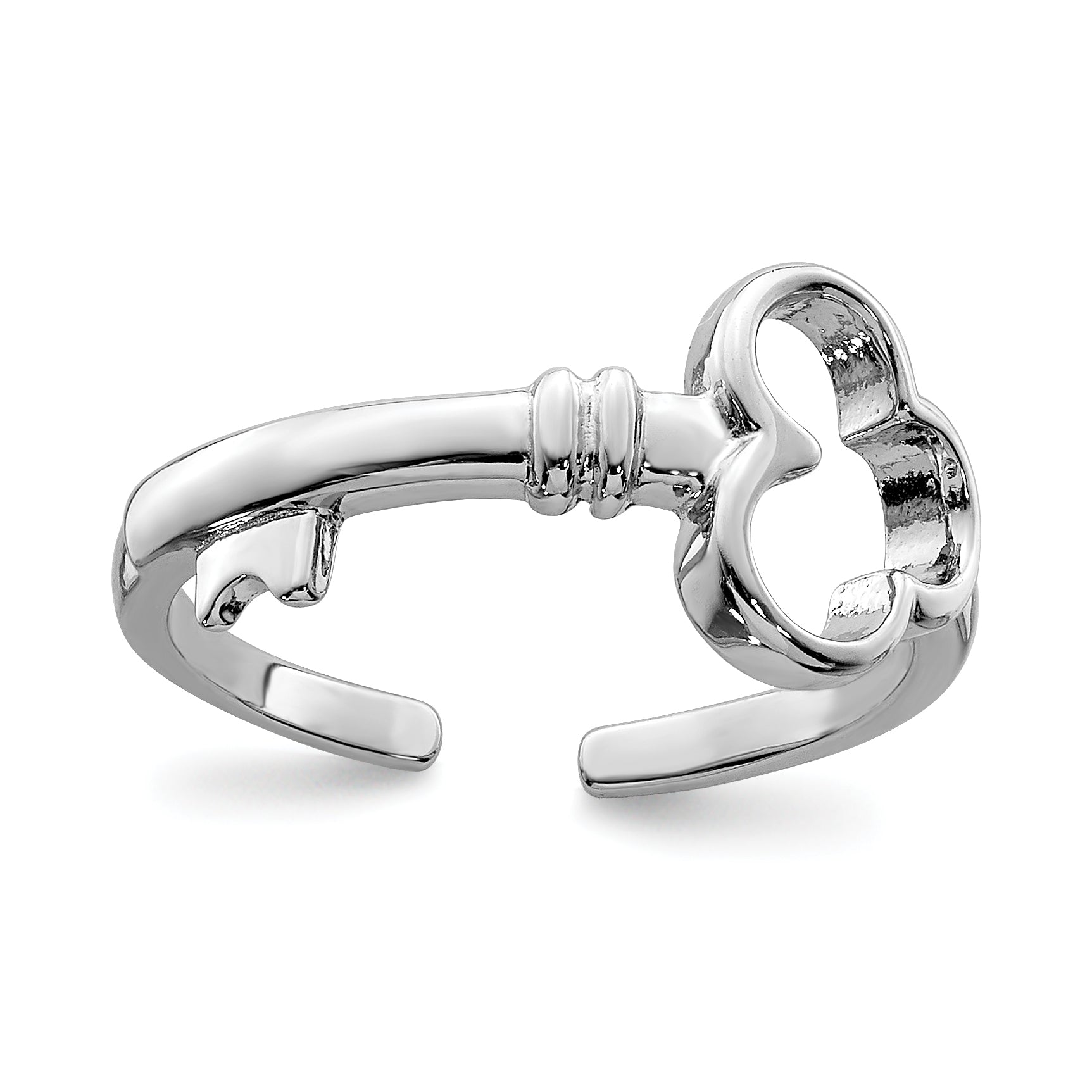Sterling Silver Rhodium Plated Key Toe Ring