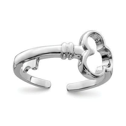 Sterling Silver Rhodium Plated Key Toe Ring