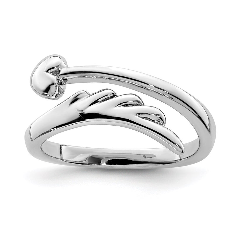 Sterling Silver Rhodium Plated Heart Wing Toe Ring