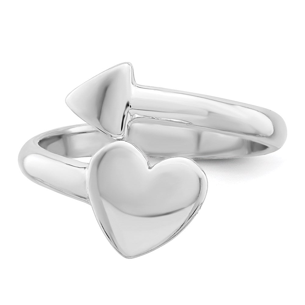 Sterling Silver Rhodium Plated Heart Arrow Toe Ring