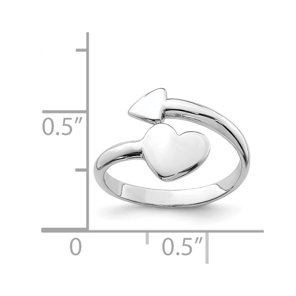 Sterling Silver Rhodium Plated Heart Arrow Toe Ring