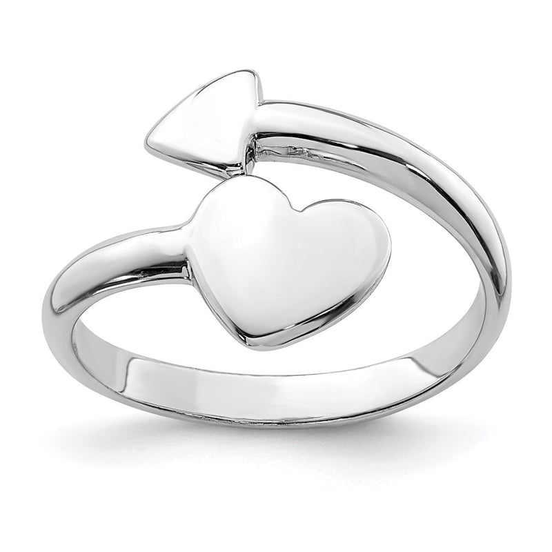 Sterling Silver Rhodium Plated Heart Arrow Toe Ring