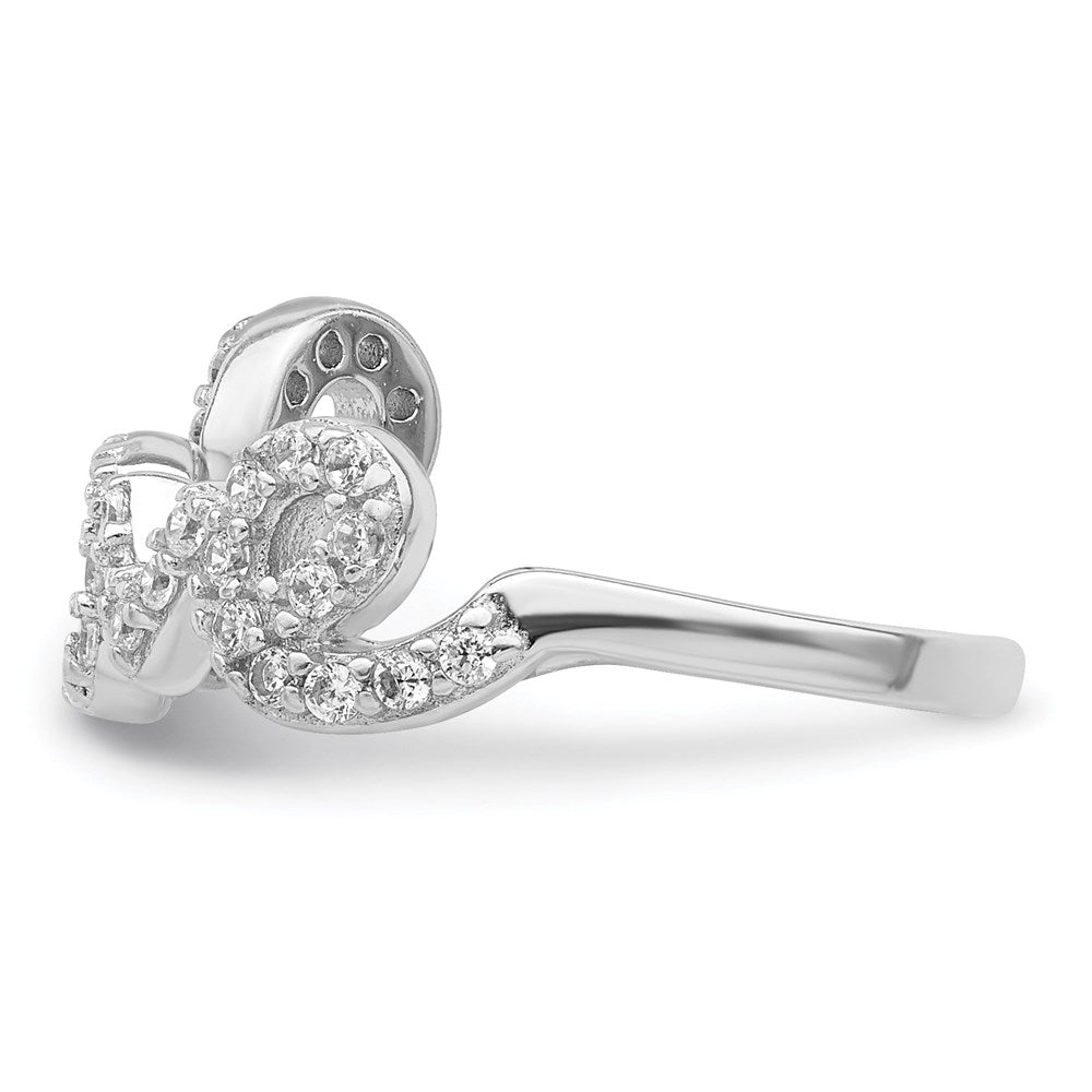 Sterling Silver Rhodium Plated Cz Love Toe Ring
