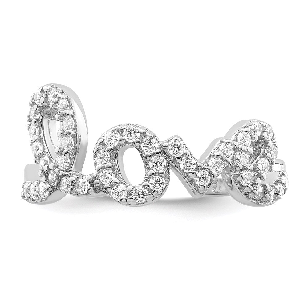 Sterling Silver Rhodium Plated Cz Love Toe Ring