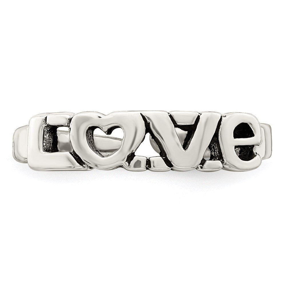 Sterling Silver Antiqued Love Toe Ring
