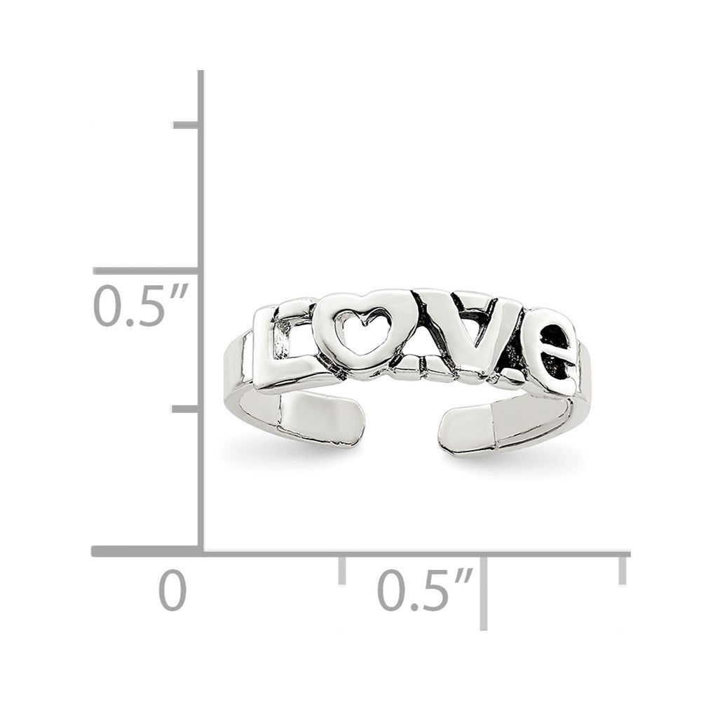 Sterling Silver Antiqued Love Toe Ring