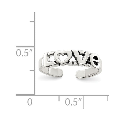 Sterling Silver Antiqued Love Toe Ring