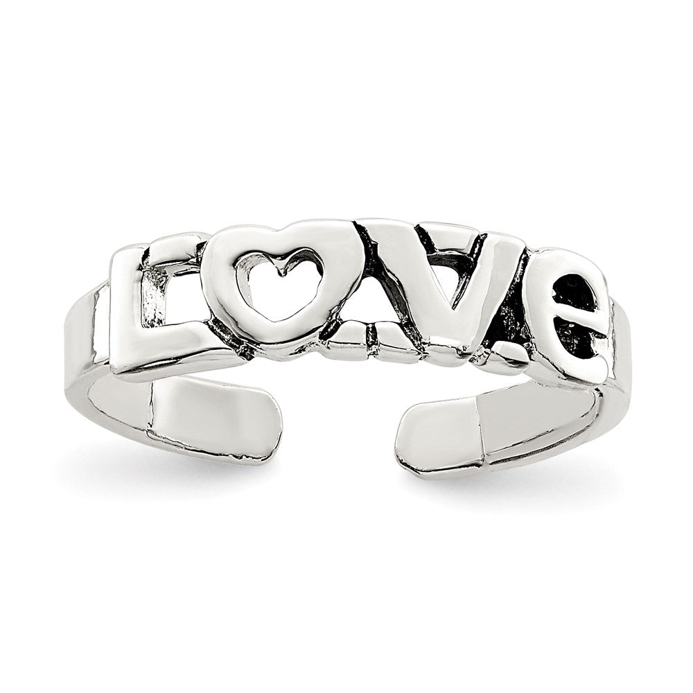 Sterling Silver Antiqued Love Toe Ring