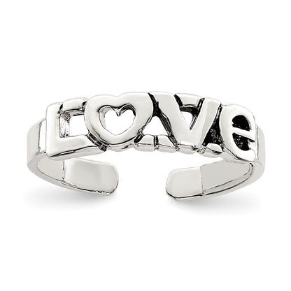Sterling Silver Antiqued Love Toe Ring