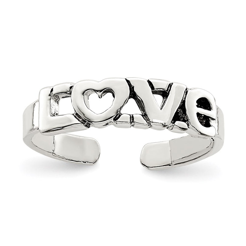 Sterling Silver Antiqued Love Toe Ring
