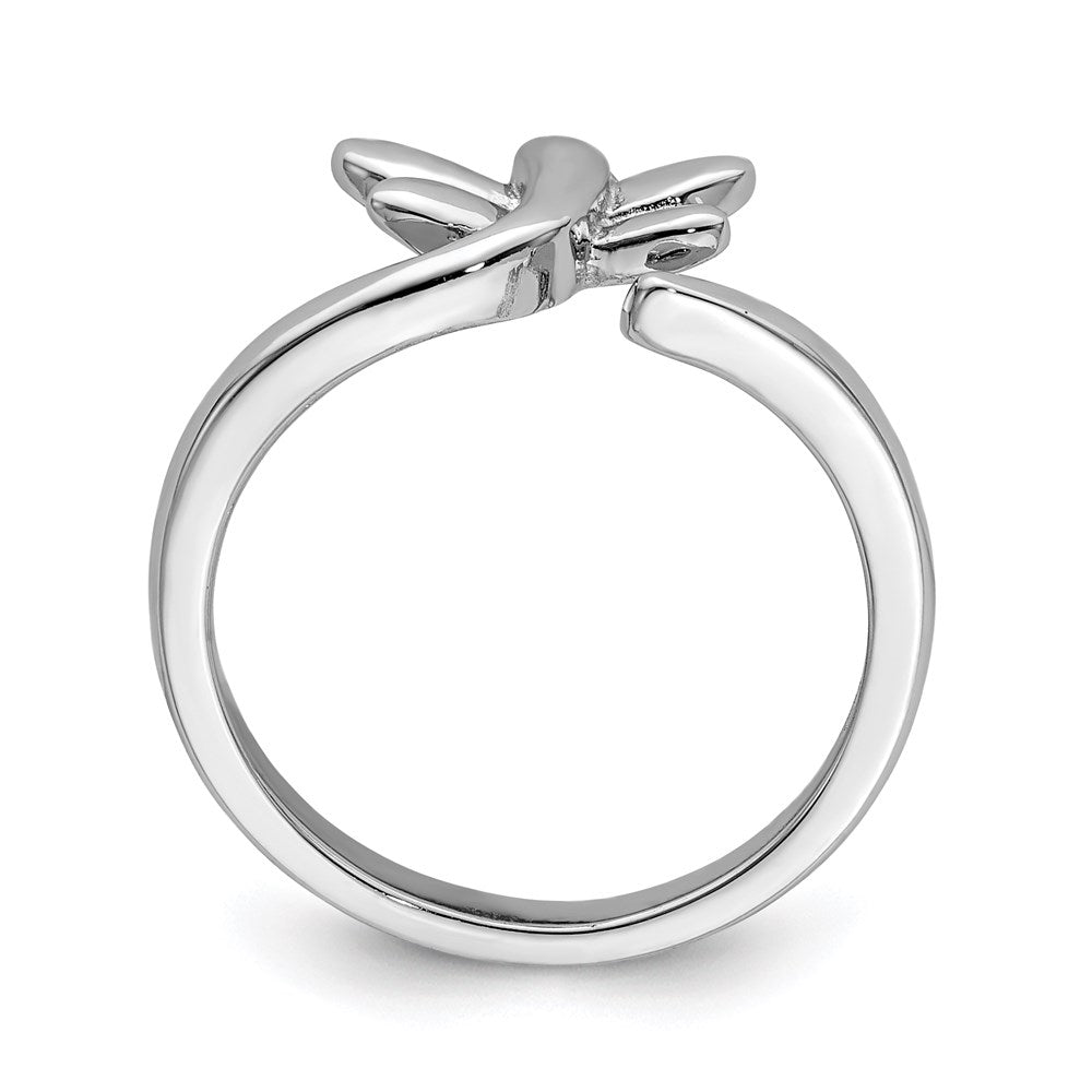 Sterling Silver Rhodium Plated Dragonfly Toe Ring