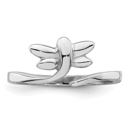 Sterling Silver Rhodium Plated Dragonfly Toe Ring