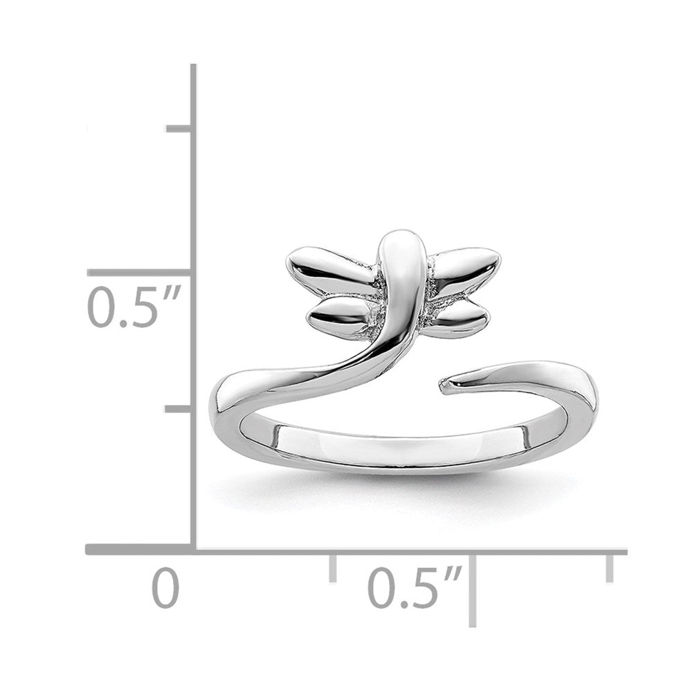 Sterling Silver Rhodium Plated Dragonfly Toe Ring