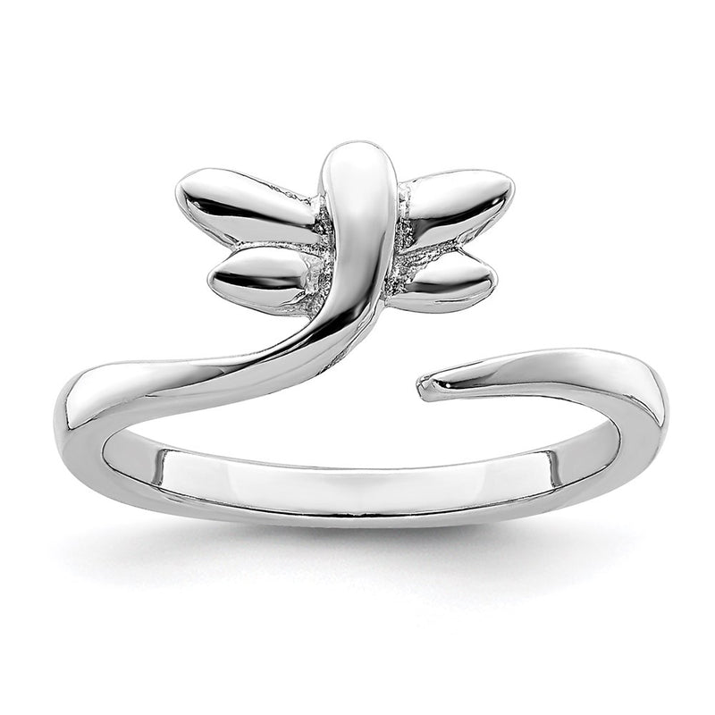 Sterling Silver Rhodium Plated Dragonfly Toe Ring