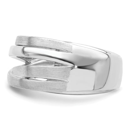 Sterling Silver Rhodium Plated Brushed Ring