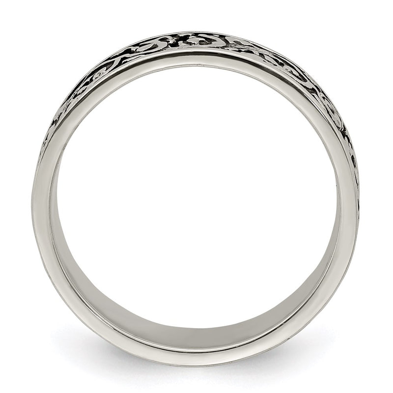 Sterling Silver Polished And Antiqued Filigree Women'S Ring