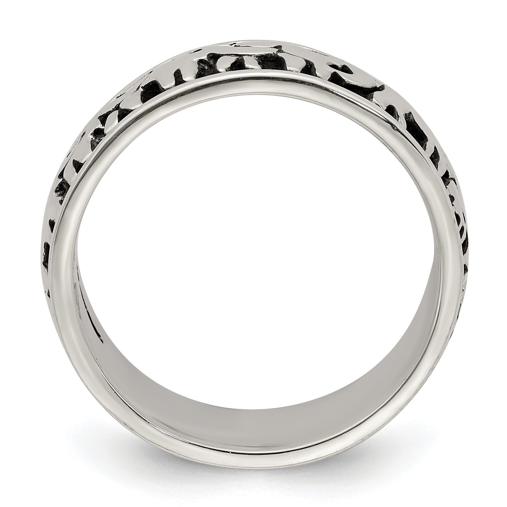 Sterling Silver Polished And Antiqued Elephants Ring