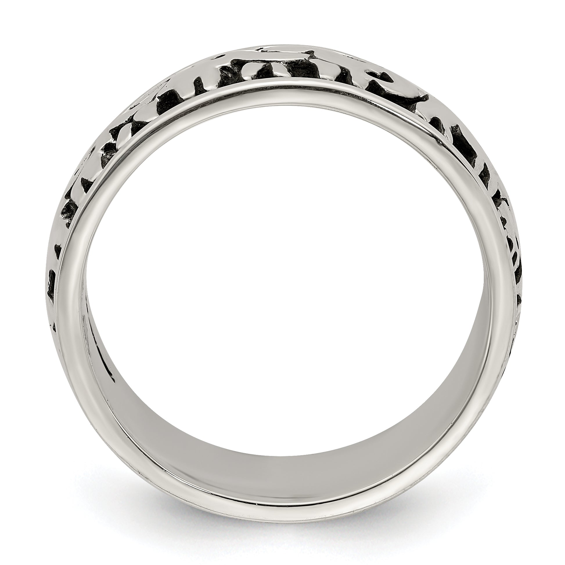 Sterling Silver Polished And Antiqued Elephants Ring