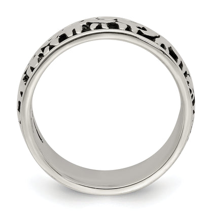 Sterling Silver Polished And Antiqued Elephants Ring