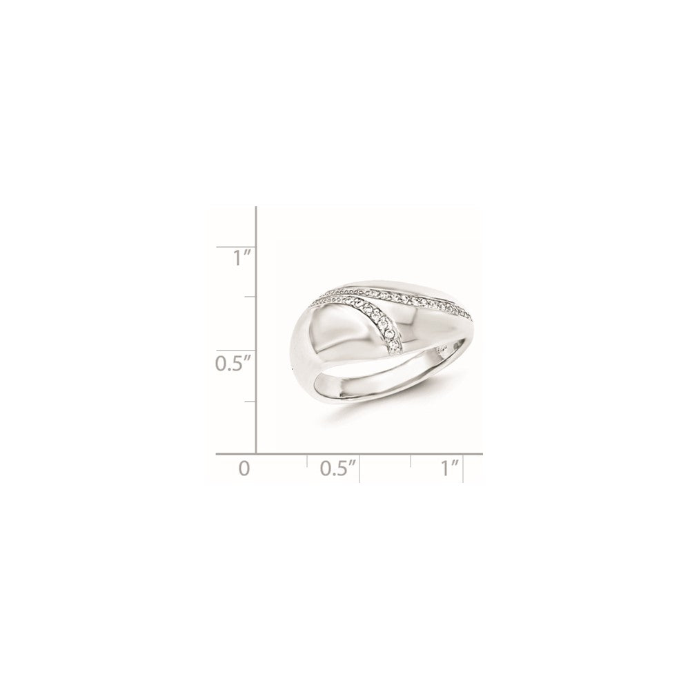 Sterling Silver Polished Cz Dome Ring