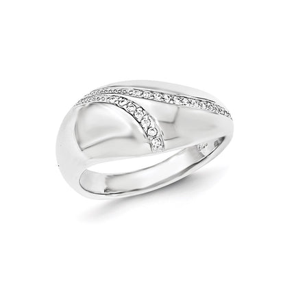 Sterling Silver Polished Cz Dome Ring