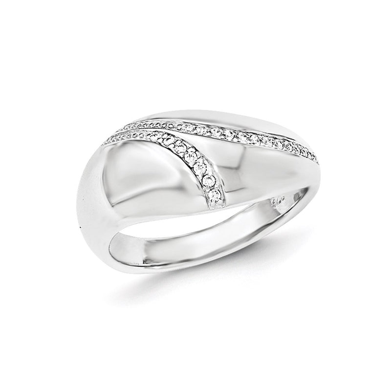 Sterling Silver Polished Cz Dome Ring