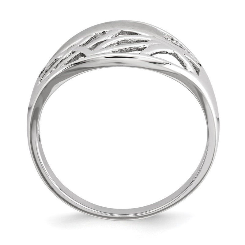 Sterling Silver Polished & Satin Cz Pattern Ring