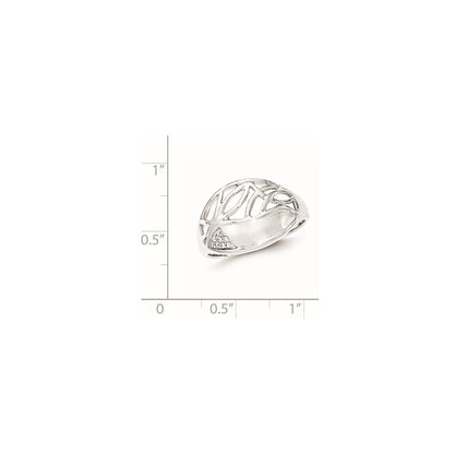 Sterling Silver Polished & Satin Cz Pattern Ring