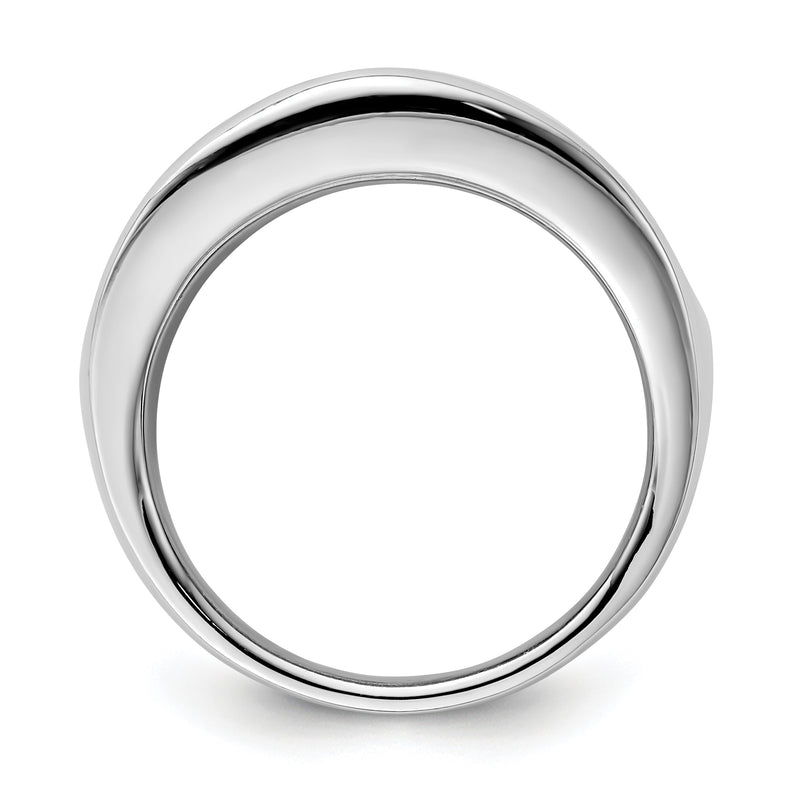 Sterling Silver Rhodium Plated Textured And Polished Ring