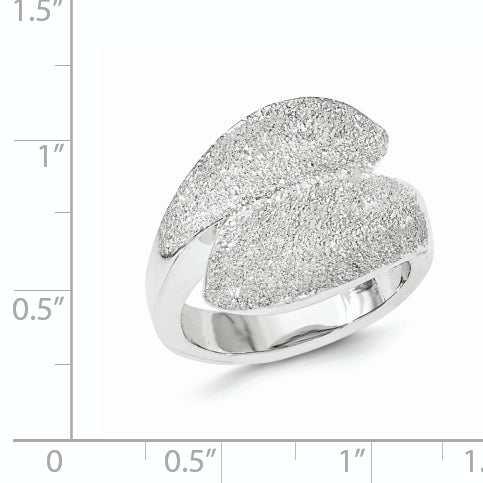 Sterling Silver Rhodium Plated Laser Cut Fancy Ring