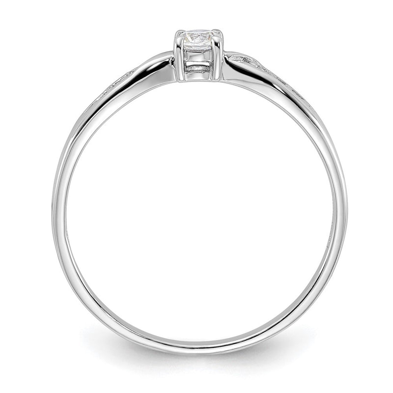 Sterling Silver Rhodium Plated Polished And Cz Ring