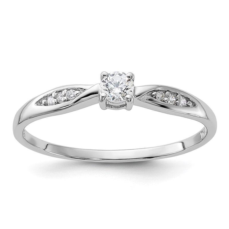 Sterling Silver Rhodium Plated Polished And Cz Ring