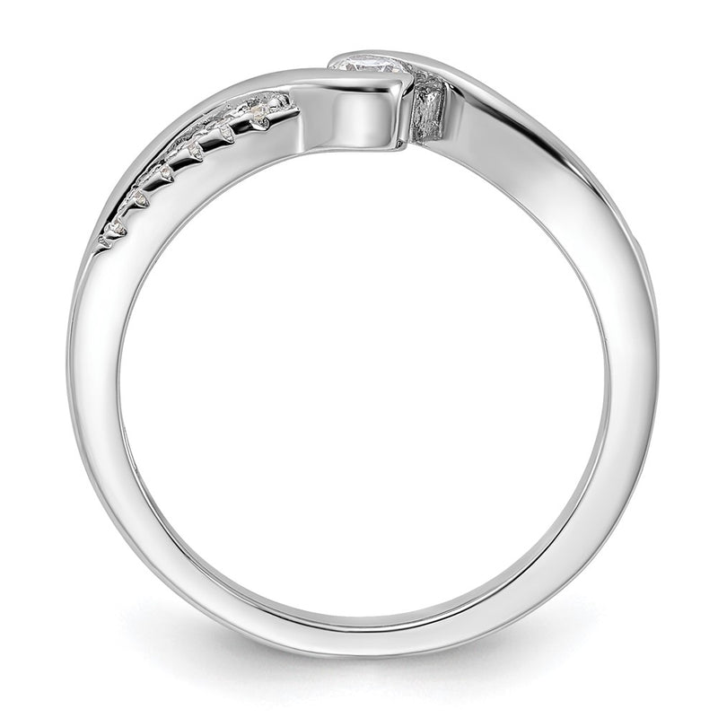 Sterling Silver Rhodium Plated & Cz Ring