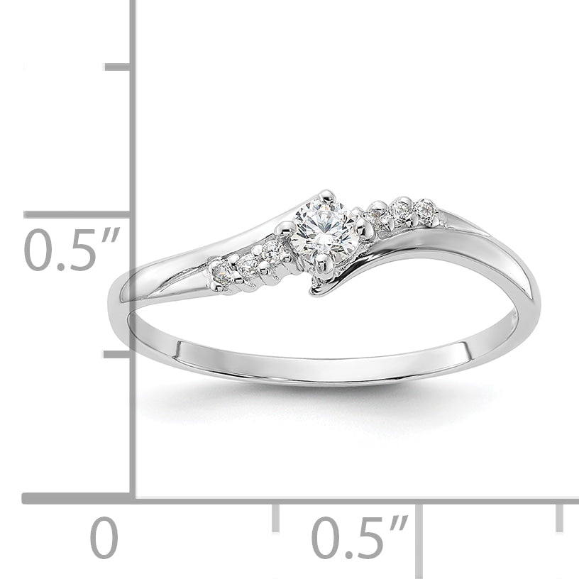 Sterling Silver Rhodium Plated And Cz Ring