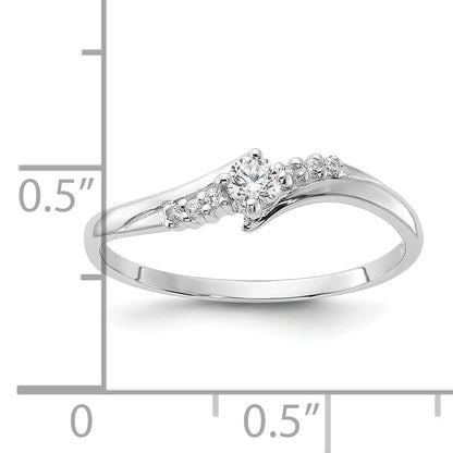 Sterling Silver Rhodium Plated And Cz Ring