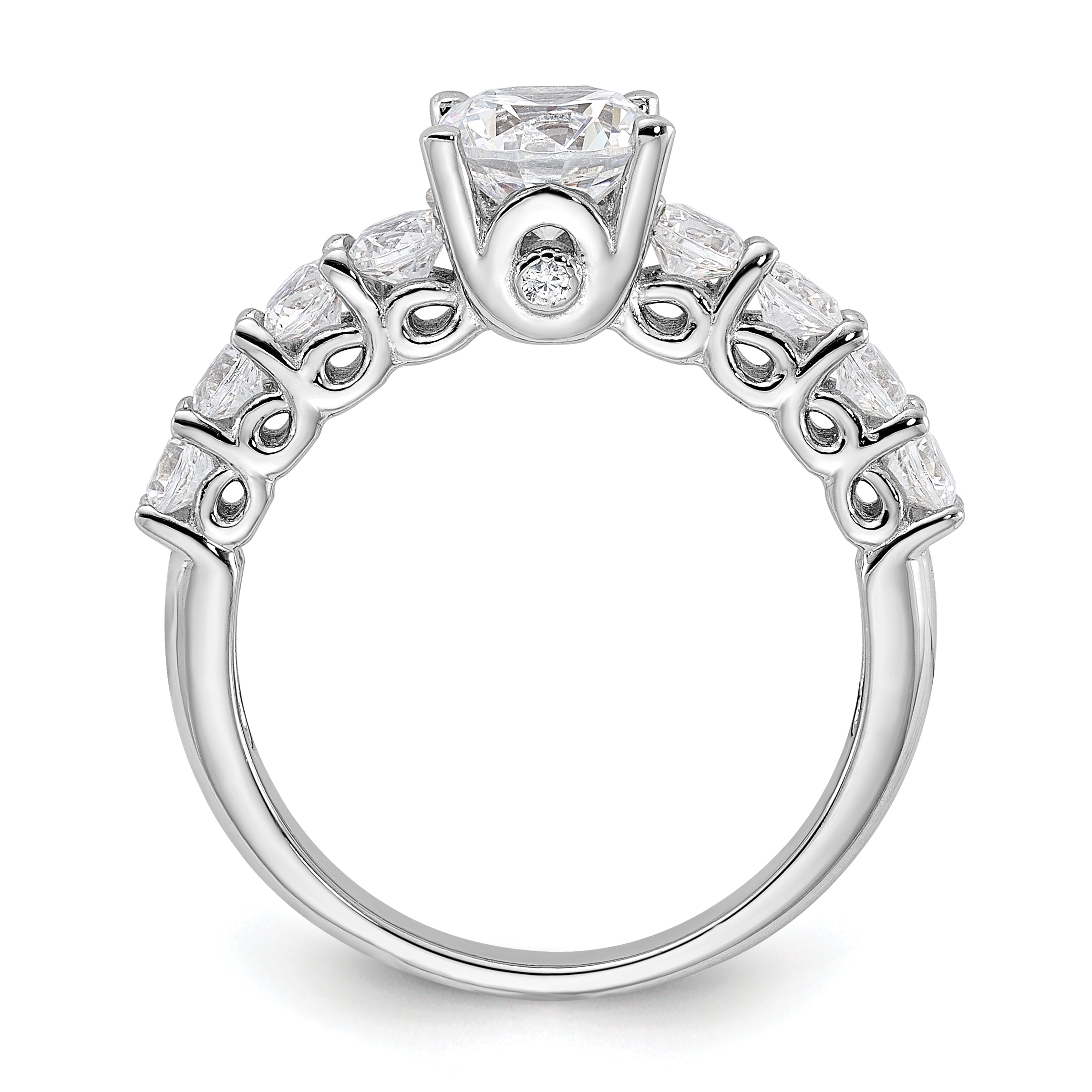 Sterling Silver Pure Fire Rhodium Plated Polished & Cz Ring