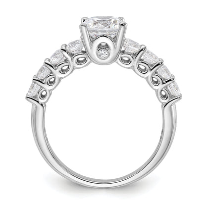 Sterling Silver Pure Fire Rhodium Plated Polished & Cz Ring