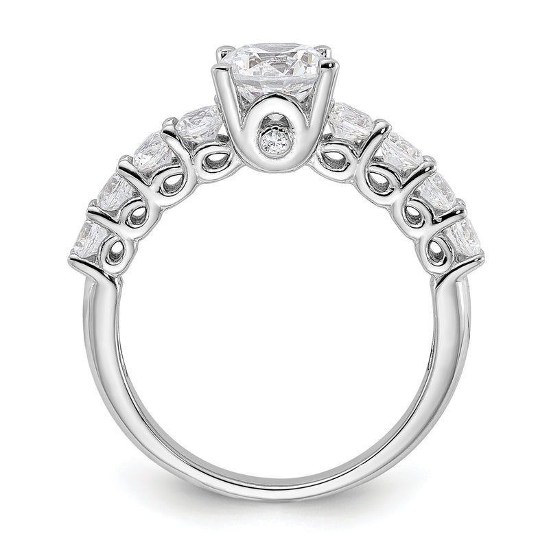 Sterling Silver Pure Fire Rhodium Plated Polished & Cz Ring